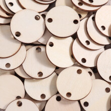 Wooden Slices with Iron Loops 50pcs Burlywood