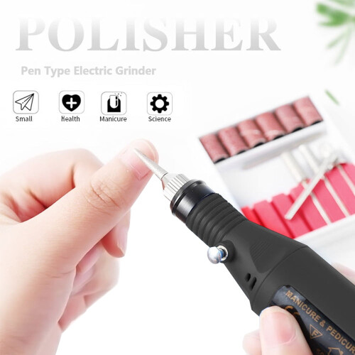 Σετ λίμας νυχιών BE-TOOL με στυλό γυαλίσματος, ηλεκτρικός τροχός, μαύρο 1