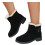 Botas femininas com laço, pretas, em nylon e elastano, cano médio e salto baixo. 4