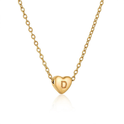 Initial Pendant Necklace 18K Gold Plated Figaro Chain 1