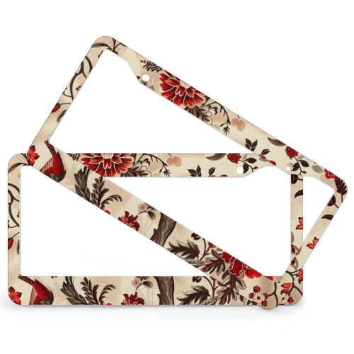Floral Bird Seamless Pattern License Plate Frames 2 pcs 1