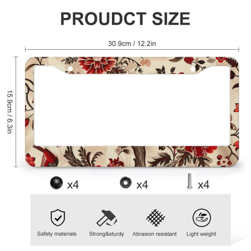 Floral Bird Seamless Pattern License Plate Frames 2 pcs 2
