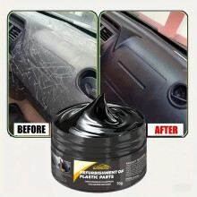 Automotive Plastic Trim Restorer 70g, Interior & Exterior Plastic Repair Cream, Scratch Remover, Plastic Polish, Tyre Shine & Anti-Fading Restorer