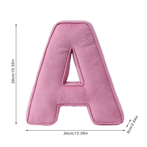 Almohada de pana rosa con forma de letra para abrazar Q1pc 2