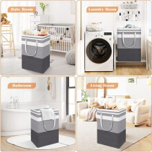 3Pack Collapsible Laundry Basket, Waterproof,Freestanding Laundry Hamper with Extended Handles for Clothes Toys 75L