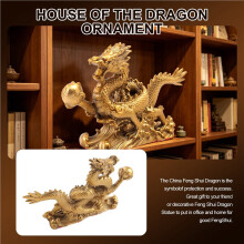 Brass Chinese Feng Shui Dragon Statue Sculpture Home Office Tabletop Ornaments for Wealth and Success Good Lucky Gifts