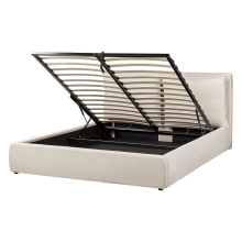 Ottoman Bed BAJONNA Fabric Light Beige 160 x 200 cm (EU King Size)