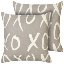 Set of 2 Decorative Cushions TELOPEA Cotton 45 x 45 cm Grey Text