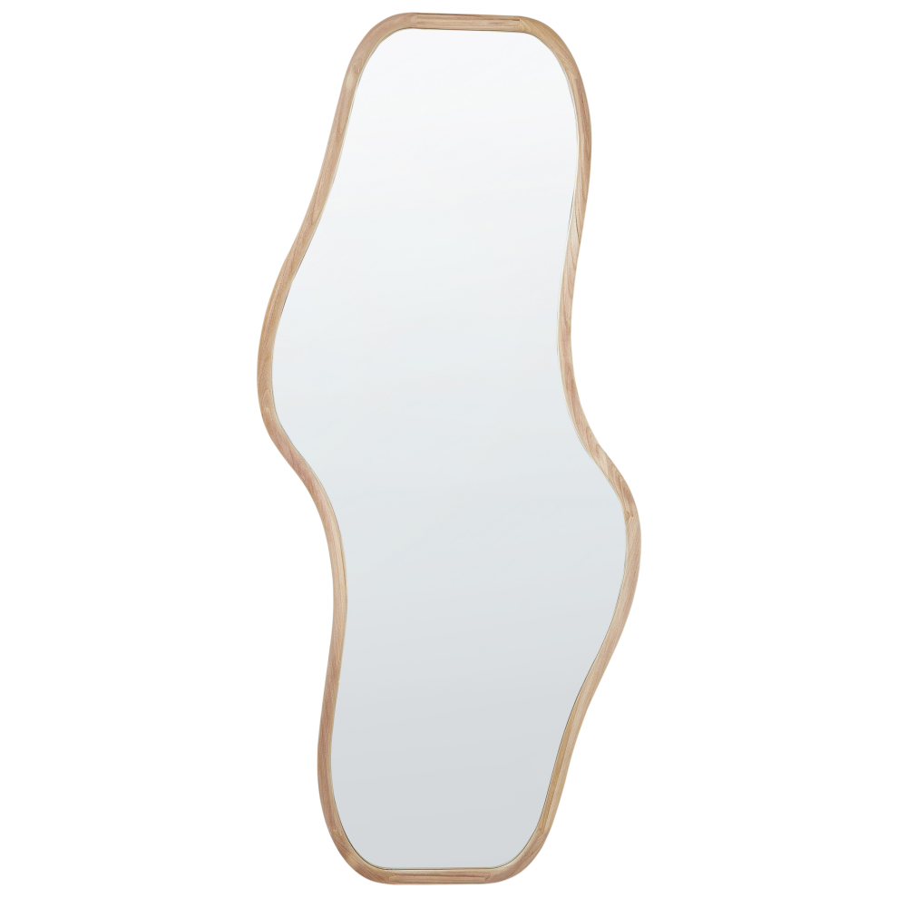 Beliani Wall Mirror Biollet 80 Cm 180 Cm Paulownia Wood Natural