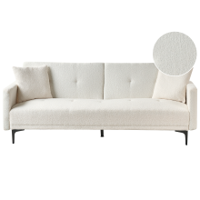 Sofa Bed 3 Seater LUCAN Boucle Off-White