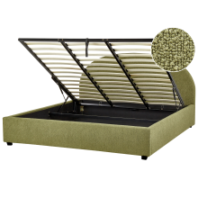 Ottoman Bed VAUCLUSE Boucle Olive Green 180 x 200 cm (EU Super King)