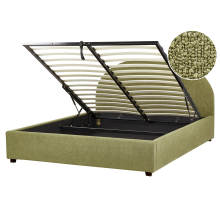 Ottoman Bed VAUCLUSE Boucle Light Green 160 x 200 cm (EU King Size)