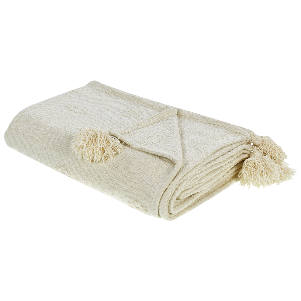 Beliani Bedspread Kazy Cotton 220 X 240 Cm Beige
