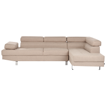 Corner Sofa 5 Seater NORREA Fabric Beige Left Hand