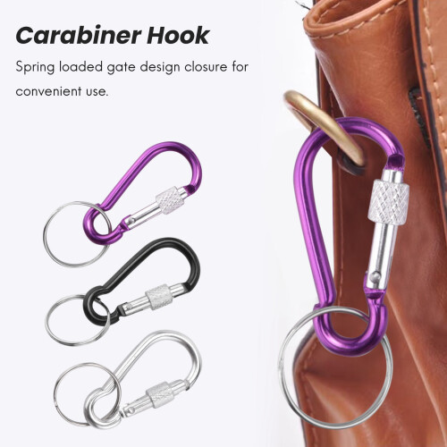 7 Pcs 5# Screw Lock  Multicolor Aluminum Carabiner Hook w Keyring 1