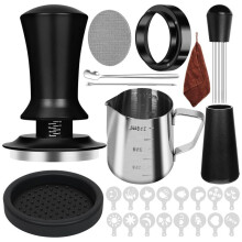 10 PCS Espresso Accessories Coffee Espresso Tamper Set with Espresso Tamper WDT Tool Coffee Stirrer Frothing Pitche 58mm