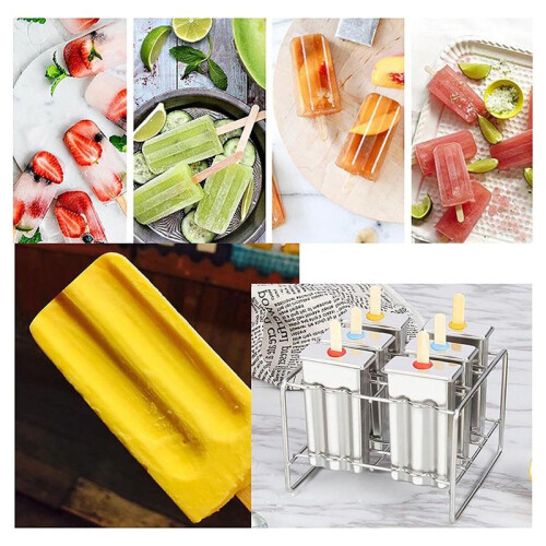 Edelstahl-Eiscreme-Form für Eis Am Stiel, Eiscreme-Form zum Selbermachen, Obst, 6 Eiswürfelformen 2