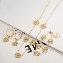 Floral Stainless Steel Jewelry Set for Women with Earrings