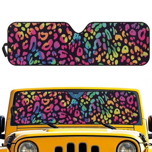 Leopard Print Windshield Sunshade for Jeep 52.95" x 16.14"