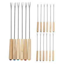 Supvox Stainless Steel Fondue Forks with Wooden Handles 18
