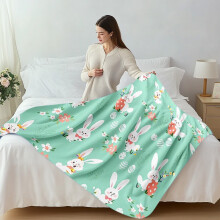 Green Easter Flannel Sofa Blanket 100x70cm