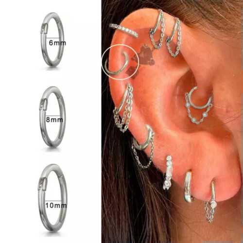 Silver Chain Dangle Huggie Earrings 1.2mm x 10mm