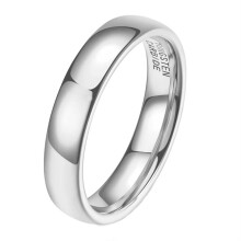 Tungsten Steel Curved Wedding Ring Unisex 4mm Silver Size 5