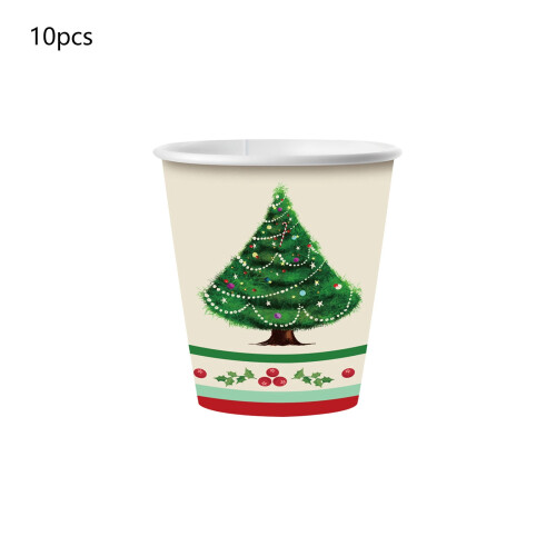 Christmas Tree Paper Cups Set Holiday Beverage 10 Pack