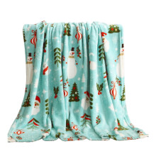 Christmas Sherpa Throw Blanket Green Snowman 28x40in