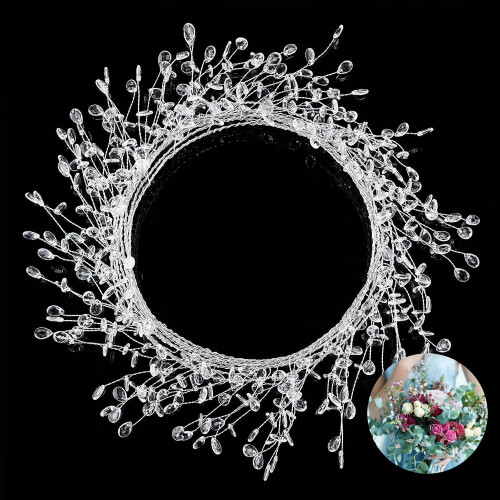 Acrylic Bead Drop Bouquets White Floral Picks 3 Pack