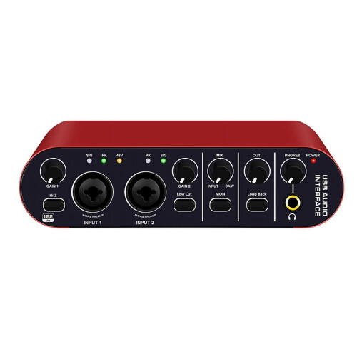 Audio Interface 24Bit 192KHz 2-Input for Guitar Recording