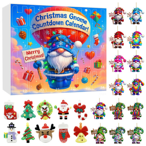 Advent Calendar Ornament Set 2D/3D 12 Cards