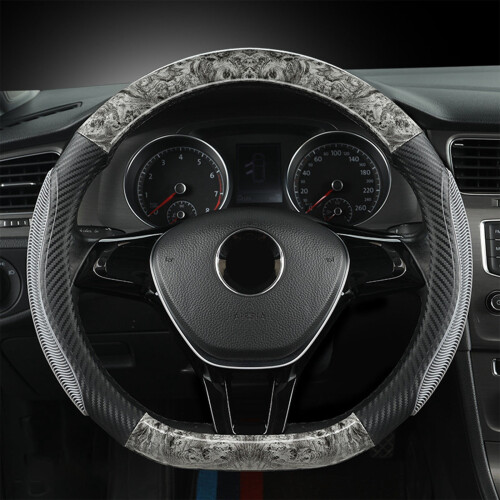 Flat Bottom D-Shaped Steering Wheel Cover Wood Grain
