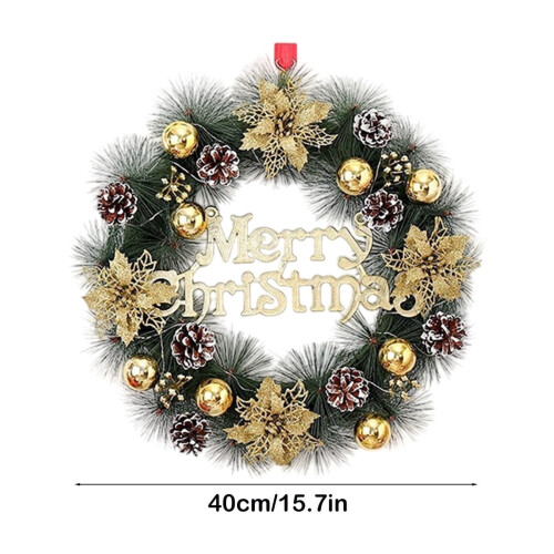 Christmas Wreath Gold Decorations 12 Inch Pinecone 1