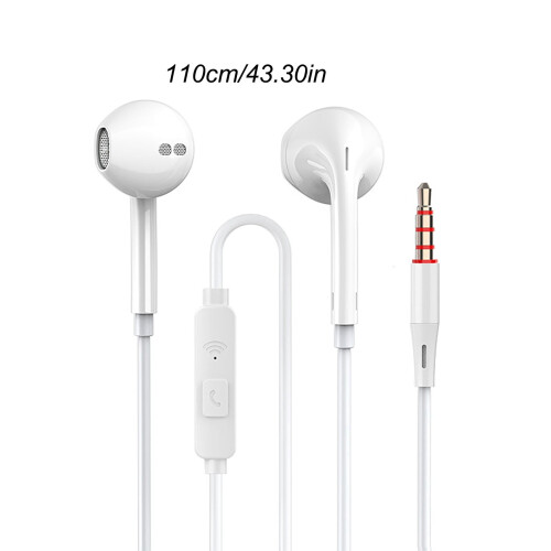 Wired In-Ear Earbuds with Mic White 3.6 ft 3.5mm 2