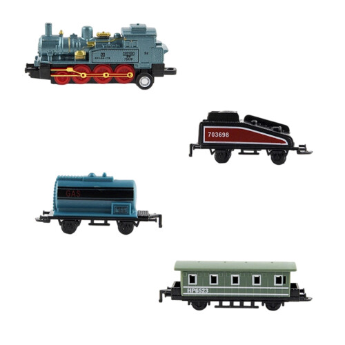 Vintage-Style Steam Train Pull-Back Toy Set with 4