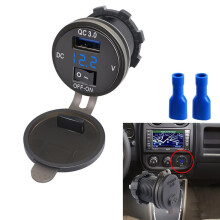 12V/24V QC3.0 USB Fast Charger Socket with On/Off Switch