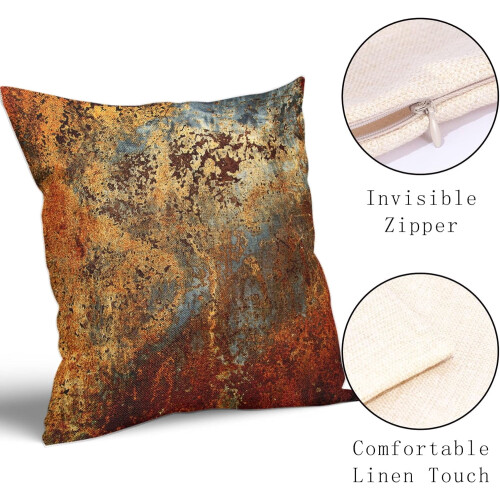 Rust Metal Pillow Covers 18x18 Brown Gold Rusty Copper 2