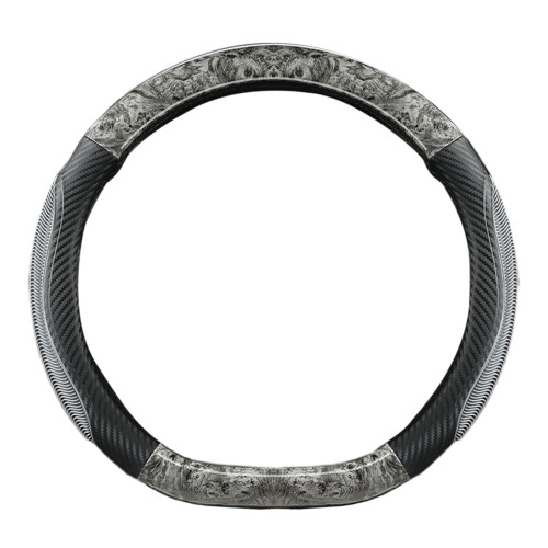 Flat Bottom D-Shaped Steering Wheel Cover Wood Grain 1