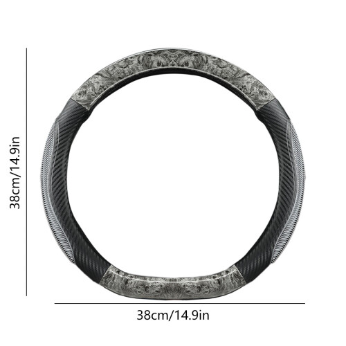 Flat Bottom D-Shaped Steering Wheel Cover Wood Grain 2