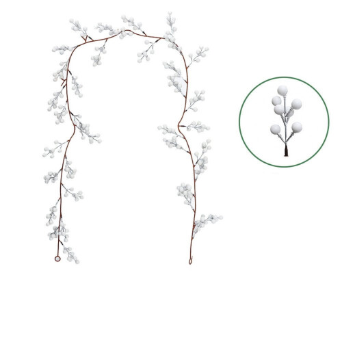 AuroraX White Christmas Garland Berry Decor 5.7 Ft 1