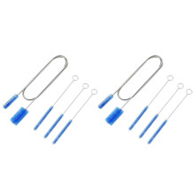2Set Drain Brush Cleaner Kit-5Ft Long Elastic Double Nylon Brush&3 Straw Brushes for Aquarium Hose /Fish Tank/Sinks