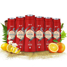Old Spice Deep Sea Menâs Shower Gel & Shampoo 250ml Multi-Use 3-in-1 Hair-Face-Body Wash, Long Lasting Fresh, Perfume Quality Scent, Pack of 6