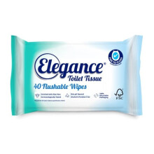 Elegance Toilet Tissue Flushable Wet Wipes, Certified Fine to Flush (16 Packs x 40 Wipes totaling 640 Wipes)