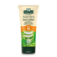 Aloe Pura Sun Cream Lotion SPF 15, Soothing Aloe Vera, Medium Protection UVA & UVB, Hyrdate and Protect, Natural, 200ml
