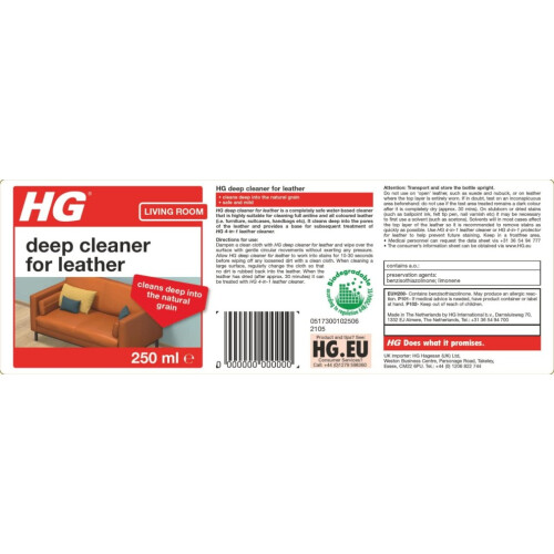 HG HG Leather Deep Cleaner | Safe & Mild, Water-Based for Bags, Boots, Jackets & Sofas | 250ml 2