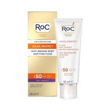 RoC Soleil Protect Sun Cream Anti Brown Spot Unifying Fluid SPF50 | Daily Sun Cream with Vitamin C, Moisturiser for Face | 50 ml