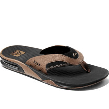 (UK 10, Black & Tan) Reef Mens Fanning Pool Beach Holiday Flip Flops Thongs Sandals