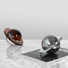 Obra de Arte de Cristal Geométrico Planetario - Escultura de Decoración Moderna para el Escritorio para Decoración del Hogar en Plata