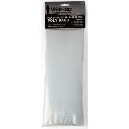 Web-tex 12-Pack Heavy Duty Resealable Plastic Bags, Clear Poly Bags